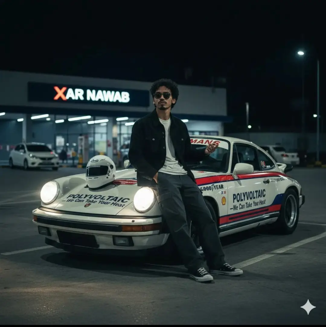Black Racing Car Pose AI image prompt