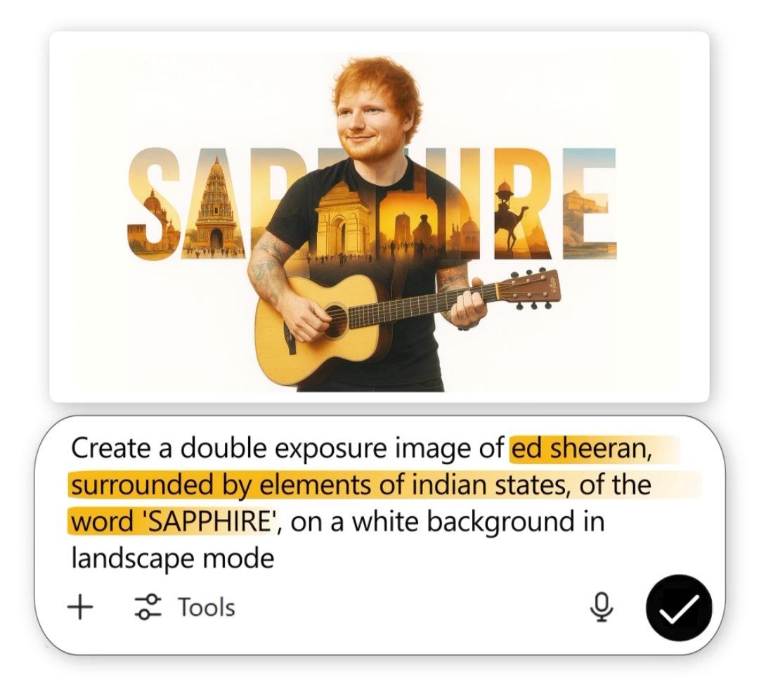 Sapphire Double Exposure Portrait AI image prompt