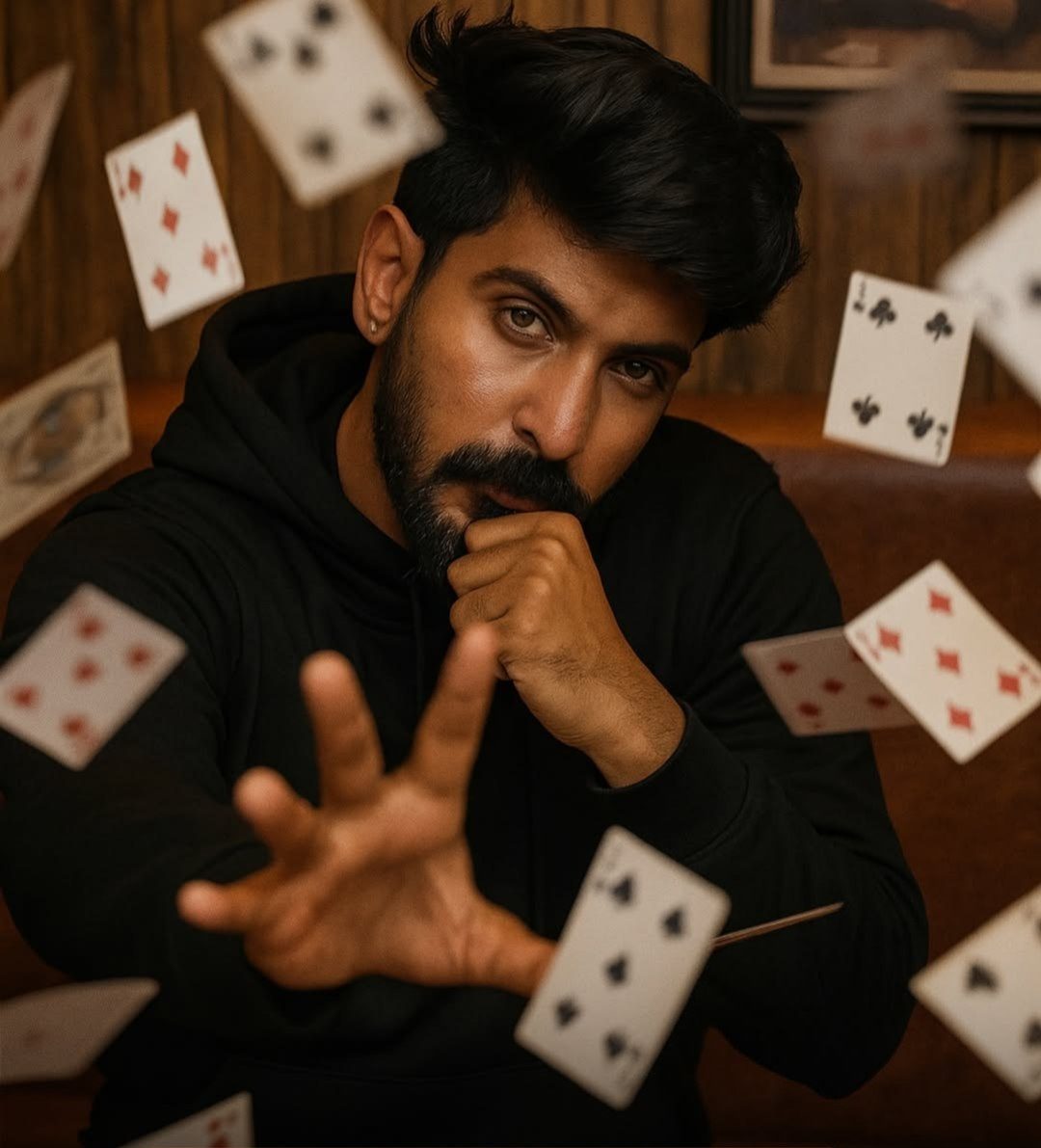 Floating Playing Cards Portrait AI image prompt