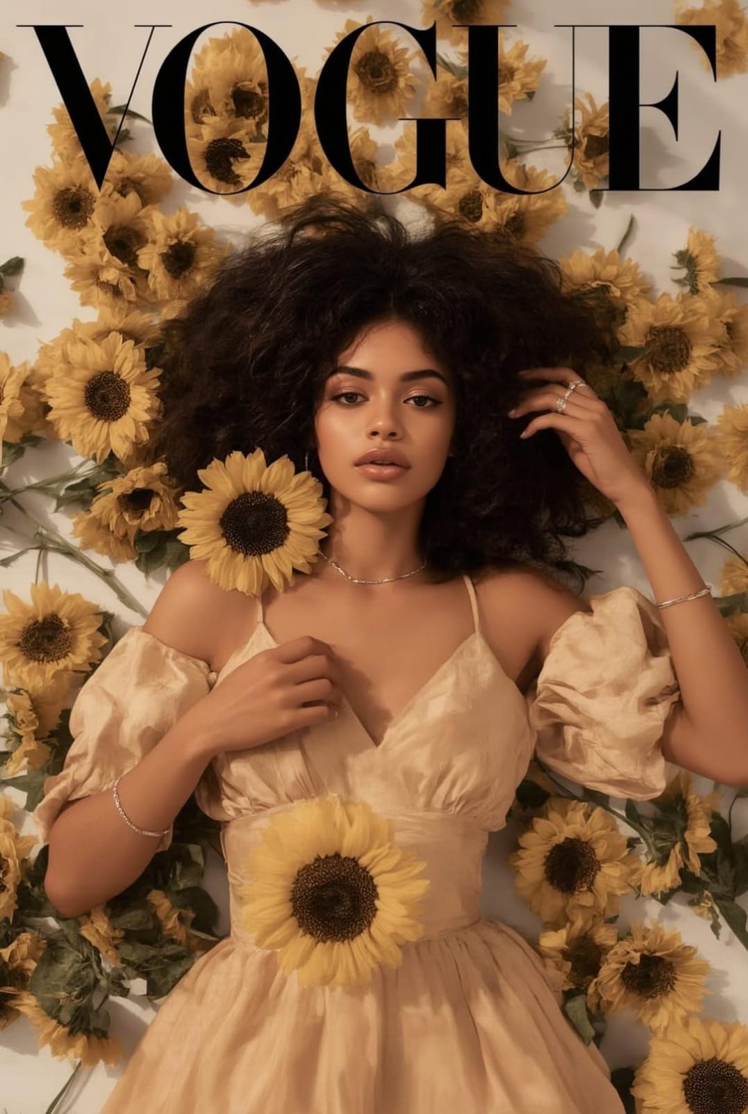 Sunflower Magazine Cover Portrait AI image prompt