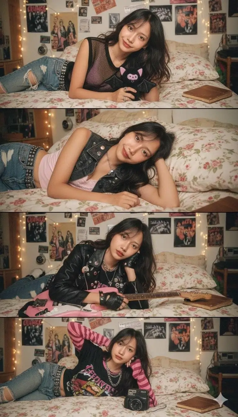 Cozy Bedroom Collage Portrait AI image prompt