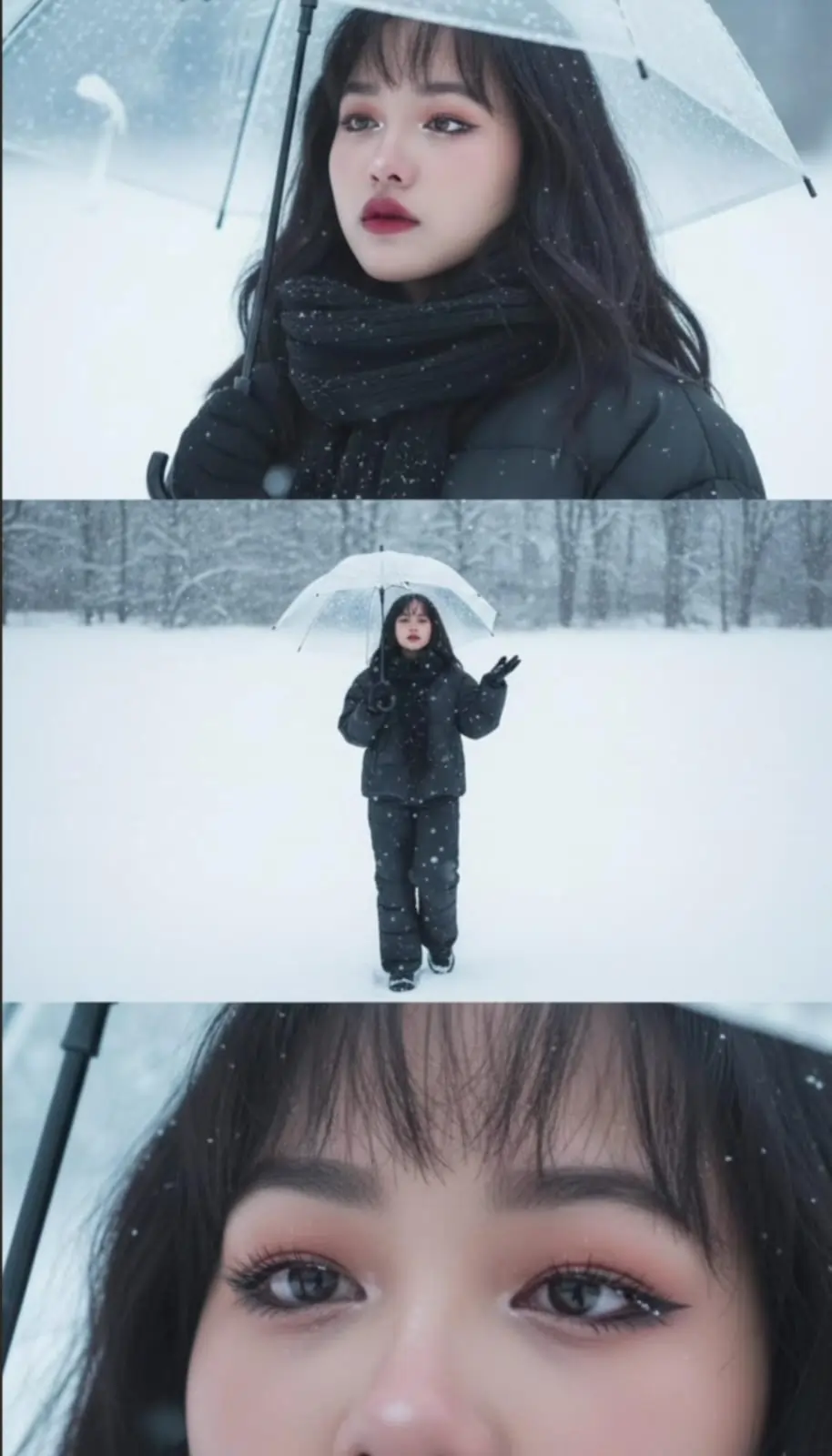 Snowy Umbrella Wide Collage AI image prompt