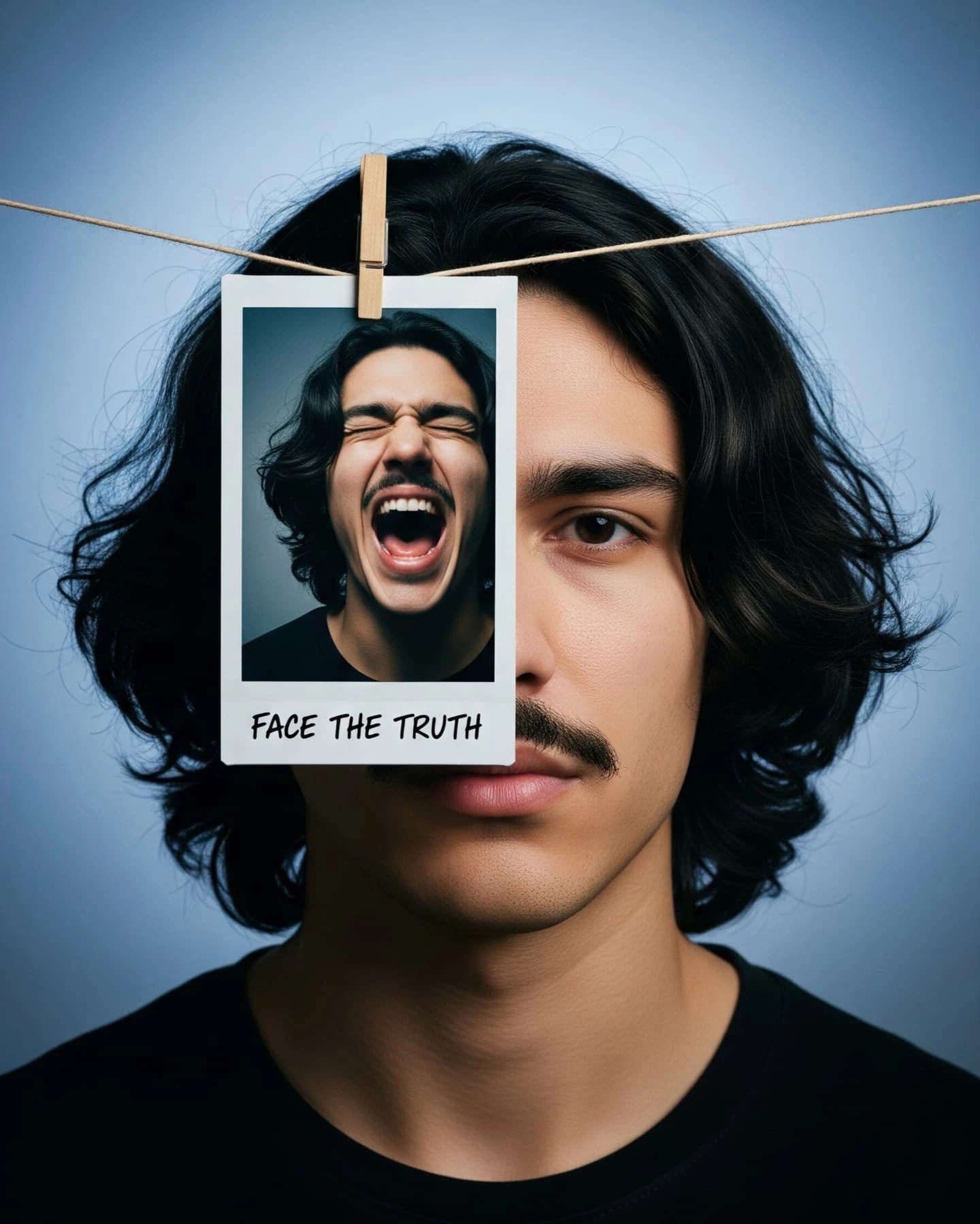 Polaroid Face Swap Illusion AI image prompt