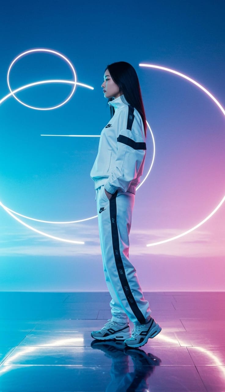 Futuristic Tracksuit Ad Shot AI image prompt