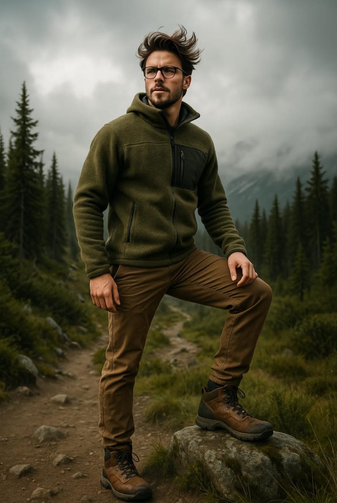 Rugged Outdoor Menswear AI image prompt