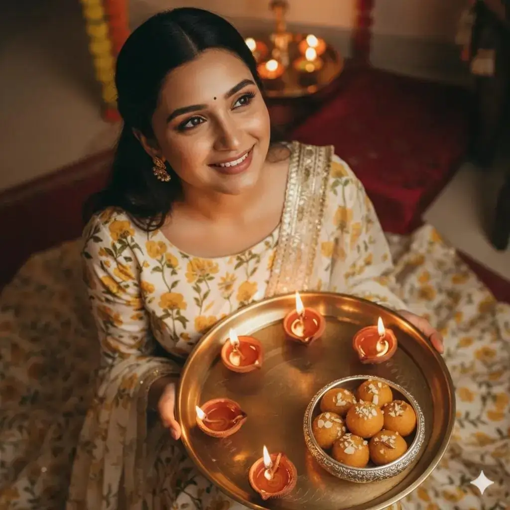 Diwali Puja Plate Portrait AI image prompt