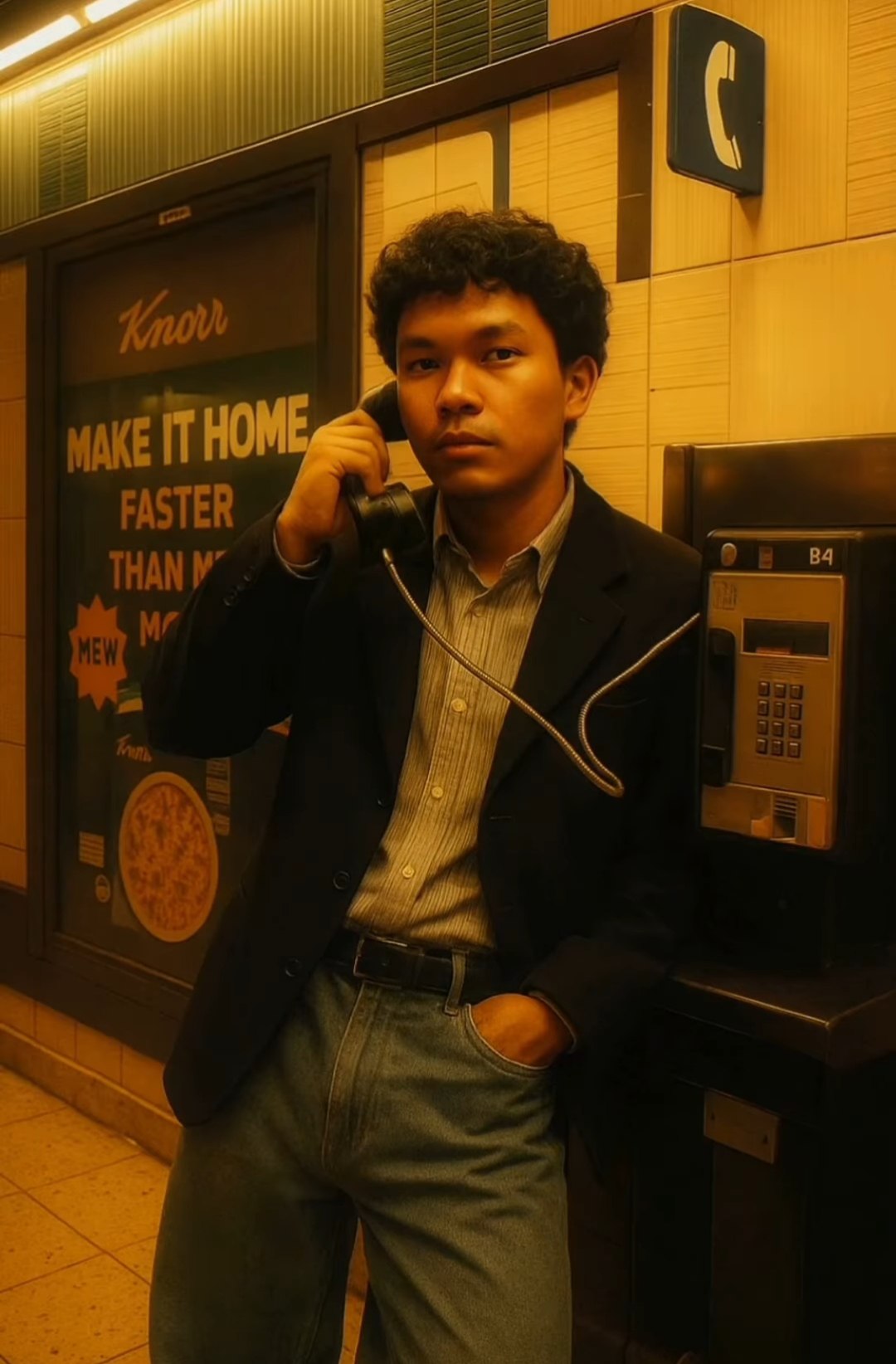 Retro Subway Payphone Portrait AI image prompt