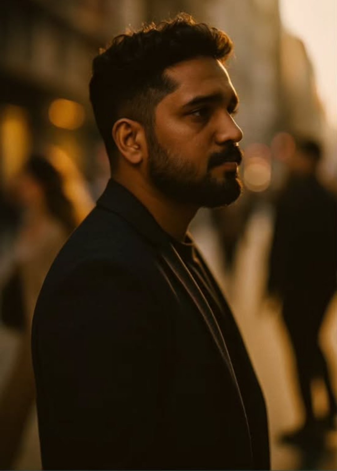 Golden Hour City Street Portrait AI image prompt