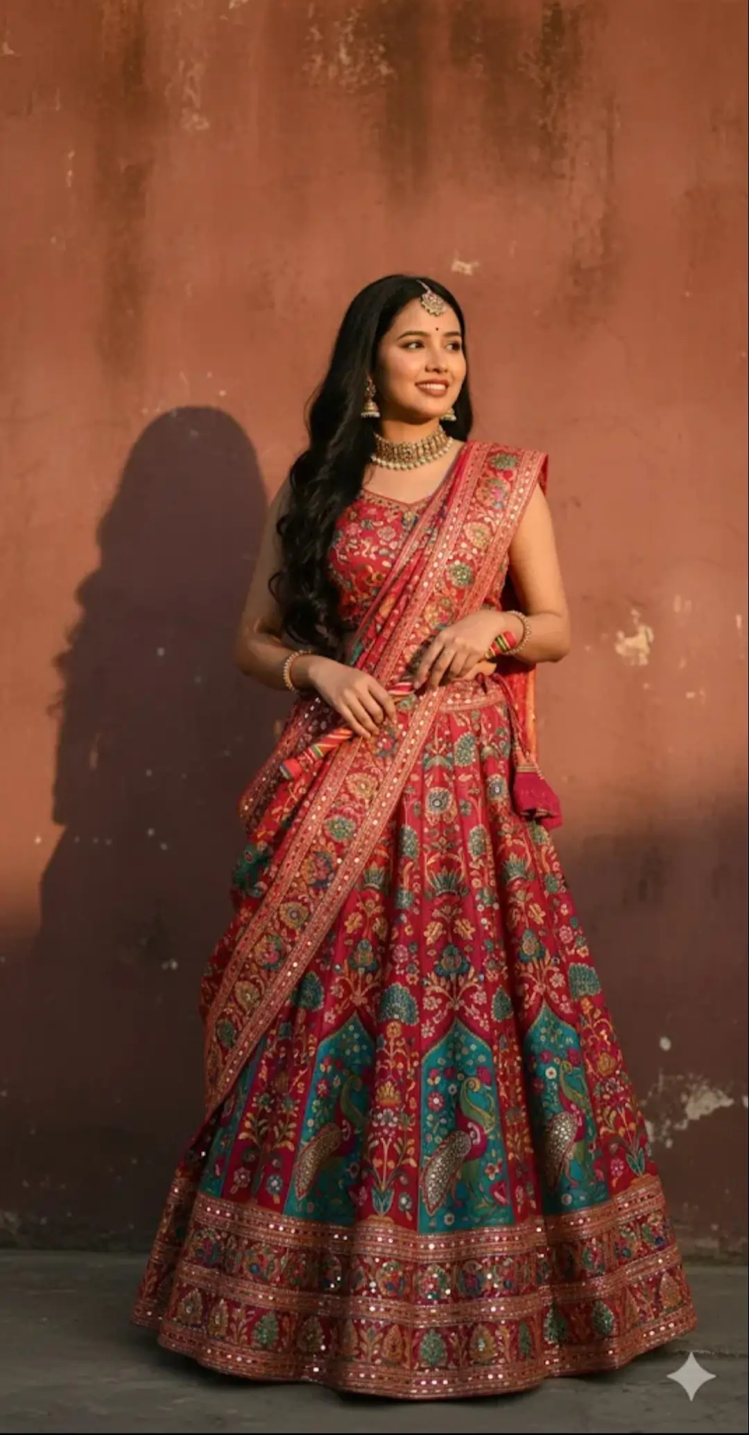 Navratri Red Saree Look AI image prompt